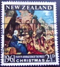 Selo postal da Nova Zelândia de 1961 Adoration Of The Magi