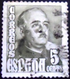 Selo postal da Espanha de 1954 General Franco 5 Pta