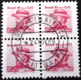 Quadra de selos postais do Brasil de 1989 Padre Damião MCC QD H 26