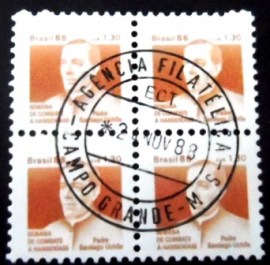 Quadra de selos postais do Brasil de 1988 Padre Santiago Uchoa H 25