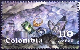 Selo postal da Colômbia de 1989 Mineral Resources
