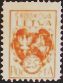 Selo postal Lituânia Central de 1920 The coat of arms 25