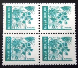 Quadra de selos postais do Brasil de 1984 Carnaúba