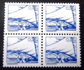 Quadra de selos postais do Brasil de 1979 Jangadeiro