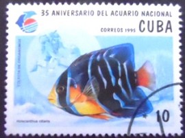 Selo postal de Cuba de 1995 Queen Angelfish