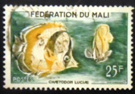 Selo postal do do Mali de 1960 Three-banded Butterflyfish