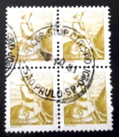 Quadra de selos postais do Brasil de 1979 Gaúcho