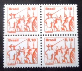 Quadra de selos postais Regulares do Brasil de 1977 Carreiro
