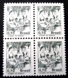 Quadra de selos postais do Brasil de 1979 Quebra do Babaçu