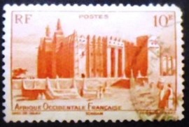 Selo postal da África Ocidental Francesa de 1947 Djenné Mosque