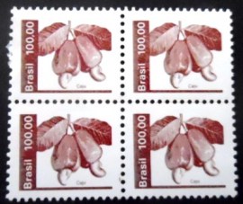 Quadra de selos postais do Brasil de 1981 Caju