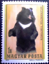Selo postal da Hungria de 1977 Asiatic Black Bear