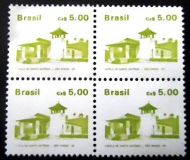 Quadra de selos postais do Brasil de 1988 Capela Santo Antonio
