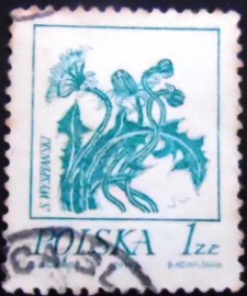Selo postal da Polônia de 1974 Dandelion