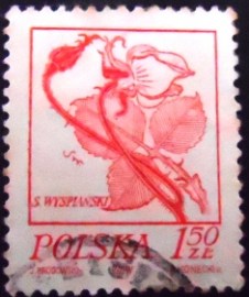 Selo postal da Polônia de 1974 Rose