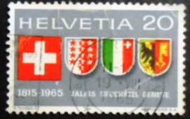 Selo postal da Suiça de 1965 Swiss coat of arms and of Valais