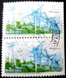 Par de selos postais do Brasil de 2012 Energia Eólica