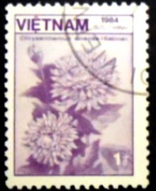 Selo postal do Vietnam de 1984 Chrysanthemum sinense