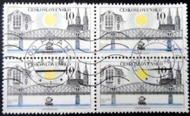 Quadra de selos postais da Tchecoslováquia de 1978 Railway Bridge