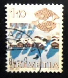 Selo postal da Suiça de 1982 Pisces & Nax Near Sitten