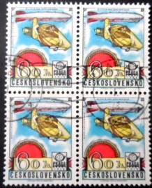 Quadra de selos postais da Tchecoslováquia de 1977 LZ-5 and LZ-127 Graf Zeppelin 1928