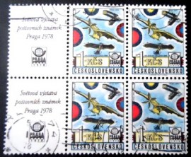Quadra de selos da Tchecoslováquia de 1978 Ader 1890 L'eole, Dunn 1914, ngo etrich holubice 1909