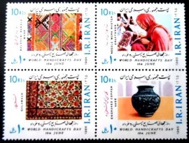Quadra de selos postais do Iran de 1986 World Handicrafts Day