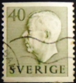 Selo postal da Suécia de 1957 King Gustaf VI with imprint 40