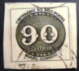 Selo postal de 1943 Olho-de-boi 90 réis - C 182 U