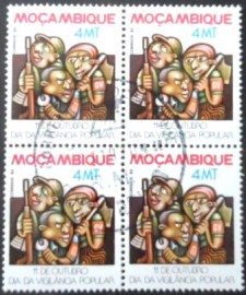 Quadra de selos postais de Moçambique de 1982 People's Surveillance Day