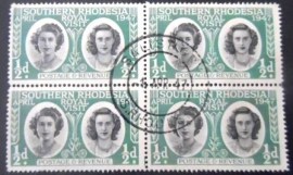 Quadra postal da Rodésia do Sul de 1947 Princesses Elizabeth and Margaret