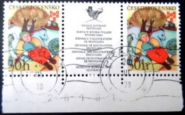 Par de selos postais da Tchecoslováquia de 1975 The Dreamer