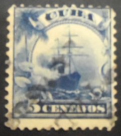 Selo postal de Cuba de 1905 Ocean line Umbria 5