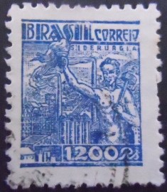 Selo postal do Brasil de 1942 Siderurgia 1200