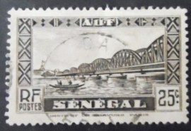Selo postal do Senegal de 1935 Faidherbe Bridge