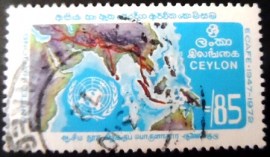 Selo postal do Sri Lanka de 1972 Map showing Asian highways