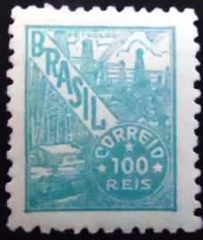 Selo postal do Brasil de 1941 Petróleo 100 N