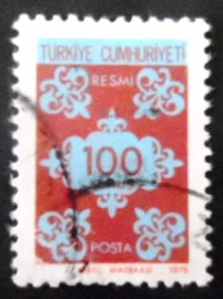 Selo postal da Turquia de 1975 On Service 100