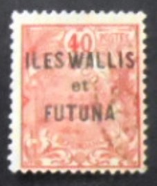 Selo postal de Wallis et Futuna de 1920 Nouméa Harbor overprinted