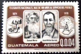 Selo postal da Guatemala de 1985 Samuel Morse and Justo R. Barrios