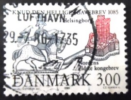 Selo postal da Dinamarca de 1985 St.Canute and Helsingborg