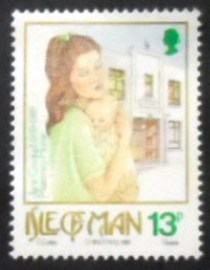 Selo postal da Ilha de Man de 1989 Mother with Baby