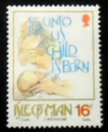Selo postal da Ilha de Man de 1989 Mother with child