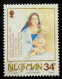 Selo postal da Ilha de Man de 1989 Madonna and child