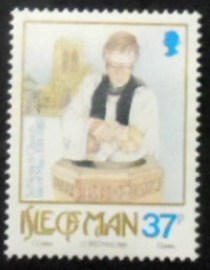 Selo postal da Ilha de Man de 1989 Baptismal ceremony