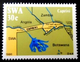 Selo postal do Sudoeste Africano de 1986 Map