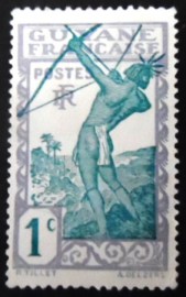 Selo postal da Guiana Francesa de 1929 Native firing arc