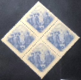 Quadra de selos postais do Brasil de 1945 Pacificação R.G.Sul