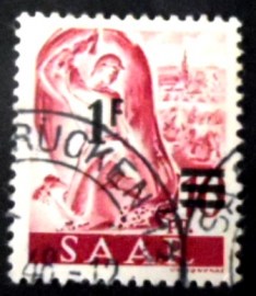 Selo postal da Alemanha Saarland de 1947 Miner at work