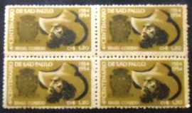 Quadra de selos postais do Brasil de 1953 400 Anos São Paulo 1,20